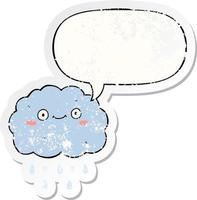nuage de dessin animé mignon et autocollant en détresse bulle vecteur