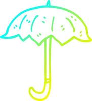 parapluie ouvert de dessin animé de dessin de ligne de gradient froid vecteur