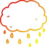 ligne de gradient chaud dessinant un nuage de pluie de dessin animé vecteur