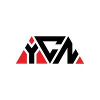 création de logo de lettre triangle ycn avec forme de triangle. monogramme de conception de logo triangle ycn. modèle de logo vectoriel triangle ycn avec couleur rouge. logo triangulaire ycn logo simple, élégant et luxueux. ycn