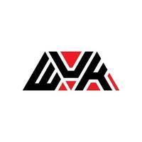 création de logo de lettre triangle wuk avec forme de triangle. monogramme de conception de logo triangle wuk. modèle de logo vectoriel triangle wuk avec couleur rouge. logo triangulaire wuk logo simple, élégant et luxueux. wuk