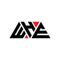 whe création de logo de lettre triangle avec forme de triangle. monogramme de conception de logo triangle whe. modèle de logo vectoriel triangle whe avec couleur rouge. whe logo triangulaire logo simple, élégant et luxueux. quand