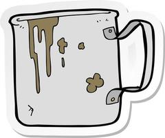 autocollant d'une vieille tasse en étain de dessin animé vecteur