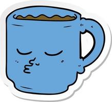 autocollant d'une tasse de café de dessin animé vecteur