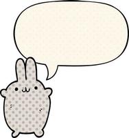 lapin de dessin animé et bulle de dialogue dans le style de la bande dessinée vecteur