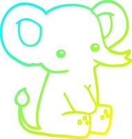 ligne de gradient froid dessinant un éléphant de dessin animé vecteur