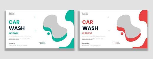 couverture de vignette de lavage de voiture et modèle de bannière web vecteur