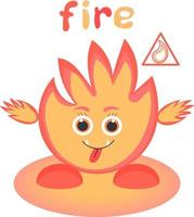 l'élément de la nature est le feu. feu de monstre mignon. illustration de dessin animé de vecteur. vecteur