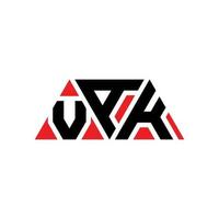 création de logo de lettre triangle vak avec forme de triangle. monogramme de conception de logo triangle vak. modèle de logo vectoriel triangle vak avec couleur rouge. logo triangulaire vak logo simple, élégant et luxueux. vak