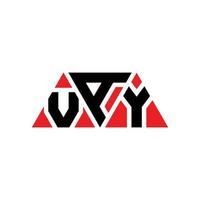 création de logo de lettre triangle vay avec forme de triangle. monogramme de conception de logo triangle vay. modèle de logo vectoriel triangle vay avec couleur rouge. vay logo triangulaire logo simple, élégant et luxueux. vay