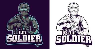 logo esport mascotte soldat d'élite vecteur