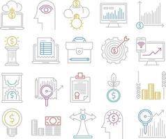 ensemble d'icônes vectorielles liées à l'analyse et à l'investissement. vecteur