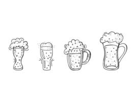 oktoberfest 2022 - fête de la bière. ensemble d'éléments de doodle dessinés à la main. fête traditionnelle allemande. décrire une chope de bière en verre sur un fond blanc. vecteur