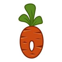 dessin animé carotte numéro 0 police enfants numéro. chiffre zéro orange. vecteur
