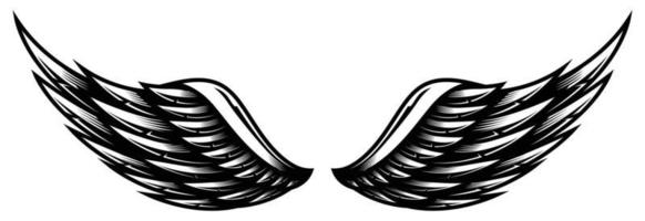 couple d'ailes vecteur noir et blanc