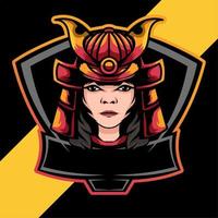 logo esport, femme avec casque de samouraï, digne du logo de l'équipe, logo de l'équipe de jeu logo, vecteur