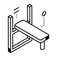 conception d'icône de ligne de banc de musculation à la mode vecteur