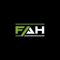 création de logo de lettre fah sur fond noir. fah concept de logo de lettre initiales créatives. conception de lettre fah. vecteur