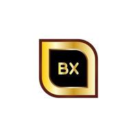 création de logo cercle lettre bx avec couleur or vecteur
