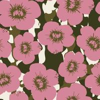 motif de plantes sans couture sur fond camouflage avec fleurs roses, carte de voeux ou tissu vecteur