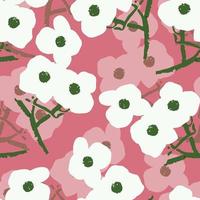 motif de plantes sans couture sur fond rose avec des fleurs, une carte de voeux ou un tissu vecteur