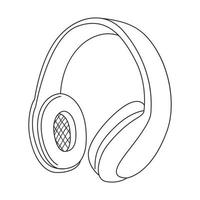 aperçu des écouteurs supra-auriculaires de studio professionnels avec de grands coussinets d'oreille. équipement pour podcasting, apprentissage en ligne, écoute de musique. illustration de vecteur blanc noir simple isolé sur fond blanc.