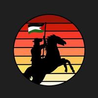 vecteur d'illustration de l'homme à cheval apporter le drapeau de la palestine parfait pour l'impression, etc.