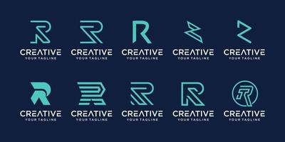 ensemble de modèle de logo monogramme lettre initiale r rr. icônes pour les affaires de la mode, des affaires, du conseil, de la technologie numérique. vecteur