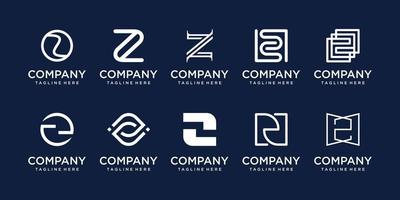 ensemble de modèle de conception de logo de lettre initiale z de collection. icônes pour les affaires de la mode, du sport, de la construction. vecteur