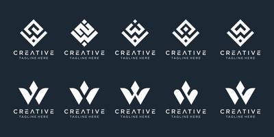 collection initiales w modèle de conception de logo. icônes pour les affaires de la mode, du numérique, de la technologie, simples. vecteur
