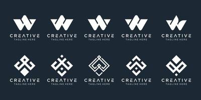 collection initiales w modèle de conception de logo. icônes pour les affaires de la mode, du numérique, de la technologie, simples. vecteur