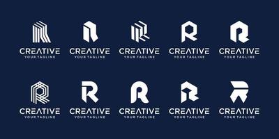 ensemble de modèle de logo monogramme lettre initiale r rr. icônes pour les affaires de la mode, des affaires, du bâtiment, de la technologie numérique. vecteur