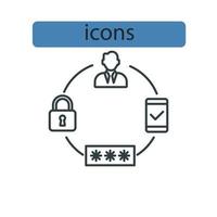 éléments vectoriels de symbole d'icônes d'authentification à deux facteurs pour le web infographique vecteur