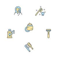 ensemble d'icônes de toilette de voyage. voyage articles de toilette pack symbole éléments vectoriels pour le web infographique vecteur
