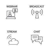 ensemble d'icônes de diffusion en direct. éléments vectoriels de symbole de pack de streaming en direct pour le web infographique vecteur