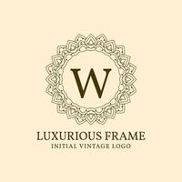 lettre w cadre luxueux élément de conception de logo vectoriel vintage initial