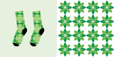 illustration vectorielle de motif floral avec maquette de chaussettes et autres vecteur