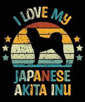 drôle japonais akita inu vintage rétro coucher de soleil silhouette cadeaux amoureux des chiens propriétaire de chien essentiel t-shirt vecteur