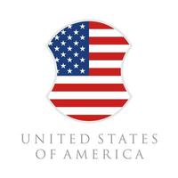 drapeau usa vertical en illustration vectorielle de forme de bouclier. drapeau américain américain en forme de bouclier. vecteur