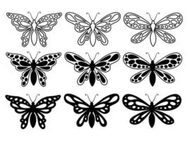 illustration de doodle dessin au trait papillon vecteur