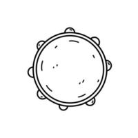 tambourin isolé sur fond blanc. instrument de musique. illustration vectorielle dessinée à la main dans un style doodle. parfait pour les cartes, les décorations, le logo. vecteur