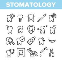 ensemble d'icônes linéaires vectorielles de stomatologie et de dentisterie vecteur