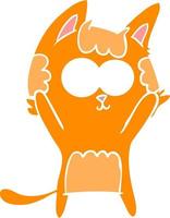 chat de dessin animé de style plat couleur heureux vecteur