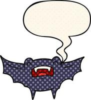 chauve-souris vampire de dessin animé et bulle de dialogue dans le style de la bande dessinée vecteur