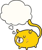 dessin animé chat heureux et bulle de pensée vecteur