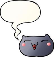 visage de chat de dessin animé et bulle de dialogue dans un style de dégradé lisse vecteur