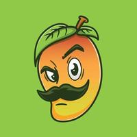 dessin animé de moustaches de visage de mangue funky cool vecteur