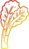 ligne de gradient chaud dessinant la rhubarbe de dessin animé vecteur