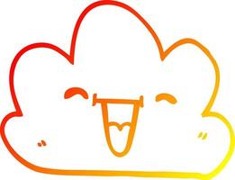 ligne de gradient chaud dessin dessin animé heureux nuage gris vecteur