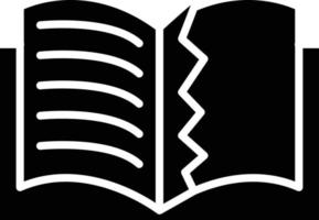 icône de glyphe de livre déchiré vecteur